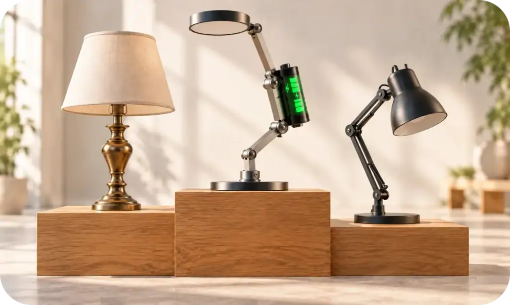 Rechargeable table lamp suitable for bedside tables, desks and living room shelves